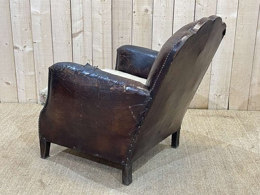 Art Deco Club Chair in Leather, 1930s-QYF-1345258