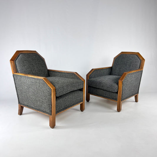 Art Deco Club Chairs, France, 1930s, Set of 2