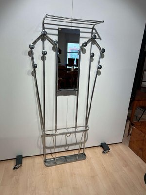 Art Deco Coat Rack & Mirror in Tubular Aluminum, France, 1930-NNB-1342446