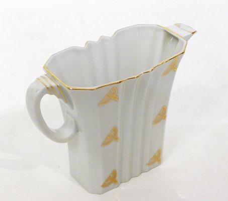 Art Deco Coffee Service in Porcelain with Gilded Graphic Decoration from Epiag, 1920s, Set of 7-RNR-669351