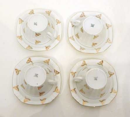 Art Deco Coffee Service in Porcelain with Gilded Graphic Decoration from Epiag, 1920s, Set of 7-RNR-669351