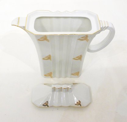 Art Deco Coffee Service in Porcelain with Gilded Graphic Decoration from Epiag, 1920s, Set of 7-RNR-669351