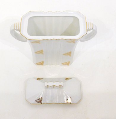 Art Deco Coffee Service in Porcelain with Gilded Graphic Decoration from Epiag, 1920s, Set of 7-RNR-669351