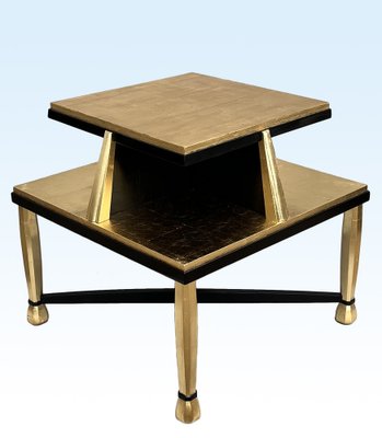 Art Deco Coffee Table in Giltwood and Black Lacquer, 1930s-AWH-1450802