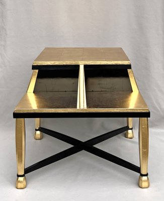 Art Deco Coffee Table in Giltwood and Black Lacquer, 1930s-AWH-1450802