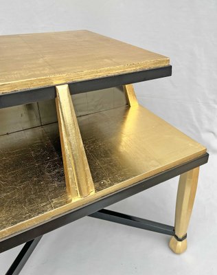 Art Deco Coffee Table in Giltwood and Black Lacquer, 1930s-AWH-1450802