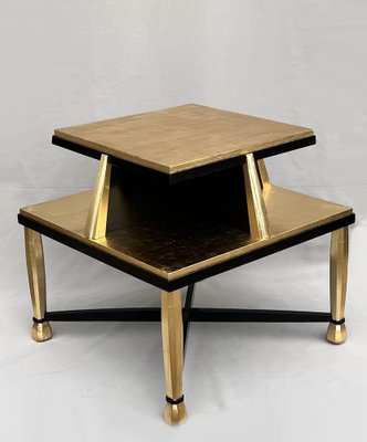 Art Deco Coffee Table in Giltwood and Black Lacquer, 1930s-AWH-1450802