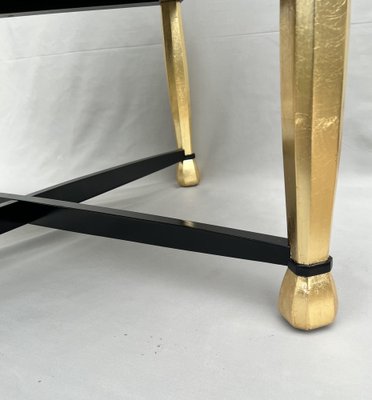 Art Deco Coffee Table in Giltwood and Black Lacquer, 1930s-AWH-1450802