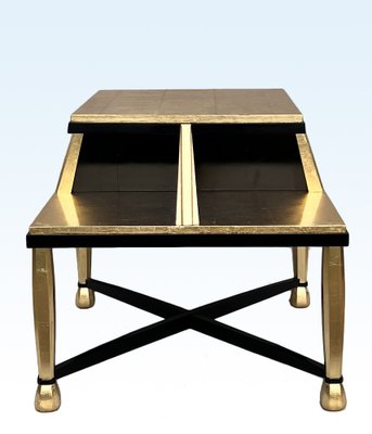 Art Deco Coffee Table in Giltwood and Black Lacquer, 1930s-AWH-1450802