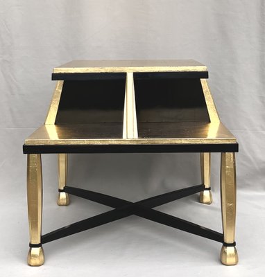 Art Deco Coffee Table in Giltwood and Black Lacquer, 1930s-AWH-1450802