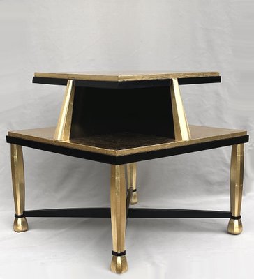 Art Deco Coffee Table in Giltwood and Black Lacquer, 1930s-AWH-1450802