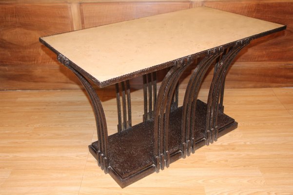 Art Deco Coffee Table in Wrought Iron by Edgar Brandt-KMQ-1332646