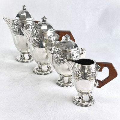 Art Deco Coffee Tea Set in Silver Plated from Ramelpa, 1920s, Set of 5-JUZ-1723474