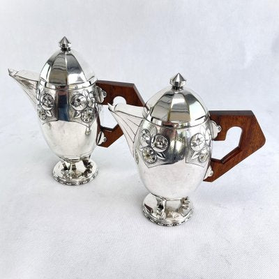 Art Deco Coffee Tea Set in Silver Plated from Ramelpa, 1920s, Set of 5-JUZ-1723474