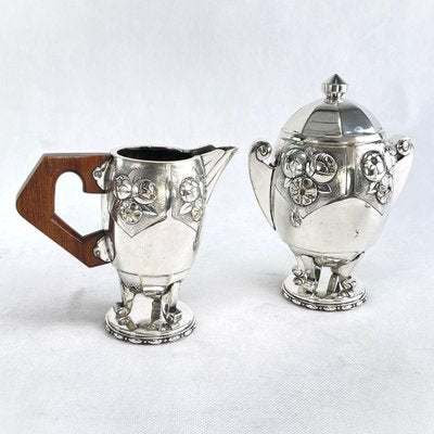 Art Deco Coffee Tea Set in Silver Plated from Ramelpa, 1920s, Set of 5-JUZ-1723474