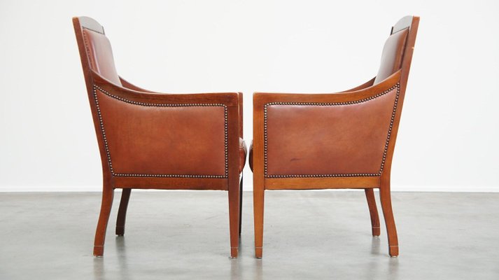 Art Deco Cognac-Colored Armchairs, Set of 4-HPP-2024327