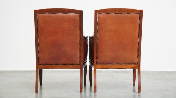 Art Deco Cognac-Colored Armchairs, Set of 4-HPP-2024327