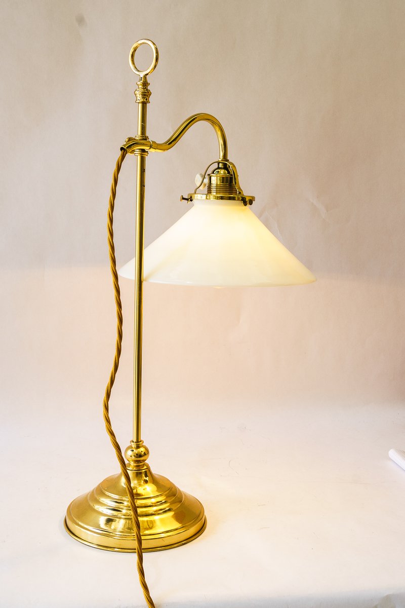 Art Deco Condor Table Lamp with Opal Glass Shade, 1920s