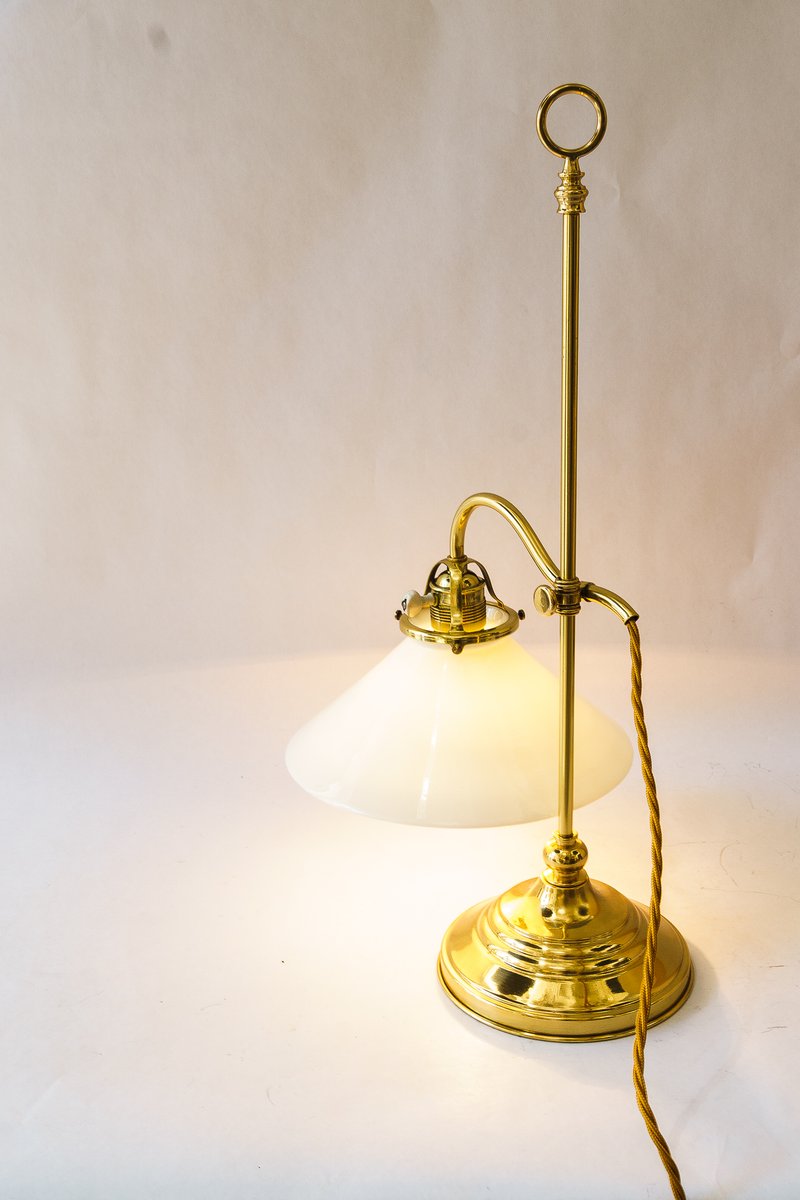 Art Deco Condor Table Lamp with Opal Glass Shade, 1920s