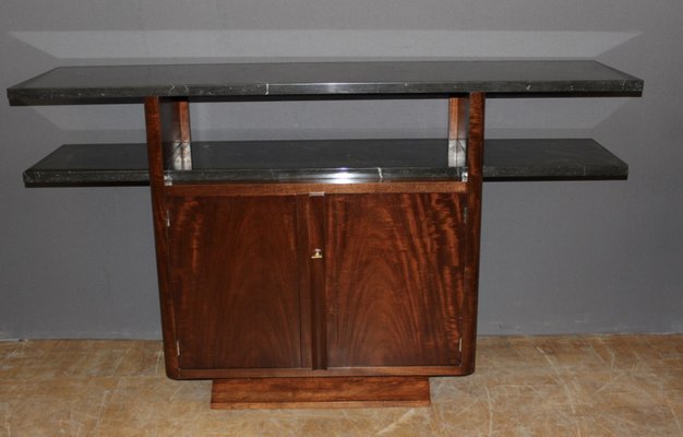 Art Deco Console in Wood and Marble, 1930s-BCR-1763518