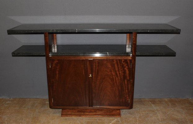 Art Deco Console in Wood and Marble, 1930s-BCR-1763518