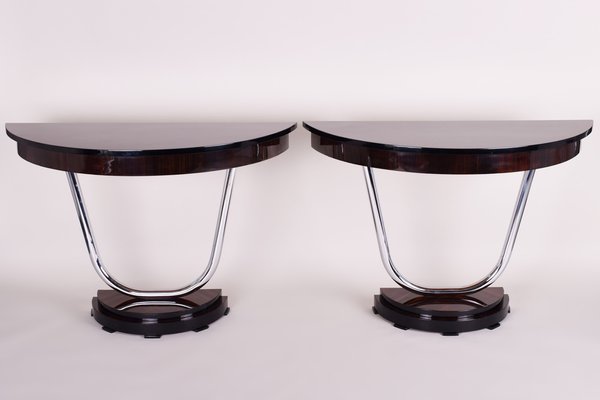 Art Deco Console Tables in Macassar, France, 1920s, Set of 2-WHY-1790709