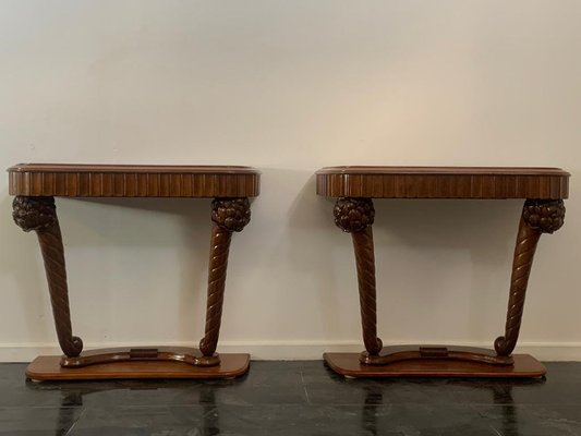 Art Dèco Console with Conucopia -Shaped Pilasters, 1930s, Set of 2-IJR-1758024