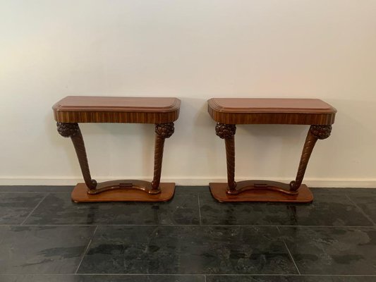 Art Dèco Console with Conucopia -Shaped Pilasters, 1930s, Set of 2-IJR-1758024