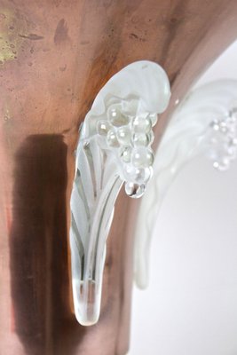 Art Deco Copper Table Lamp with Lalique Glass Elements, France, 1920s-TQA-1367740