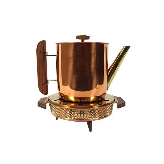 Art Deco Copper Teapot with Wood Lid and Handle