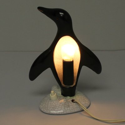 Art Deco Crackled Ceramic Penguin-Shaped Table Lamp, 1940s-NE-684419