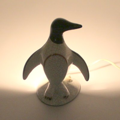 Art Deco Crackled Ceramic Penguin-Shaped Table Lamp, 1940s-NE-684419