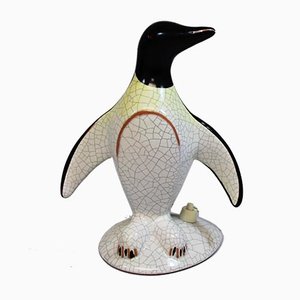 Art Deco Crackled Ceramic Penguin-Shaped Table Lamp, 1940s-NE-684419