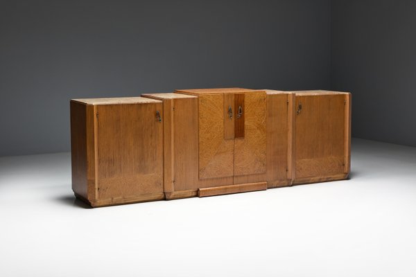 Art Deco Credenza in Marble and Burl Wood, 1930s-GW-2023457