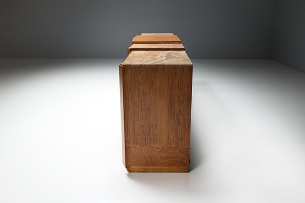 Art Deco Credenza in Marble and Burl Wood, 1930s-GW-2023457