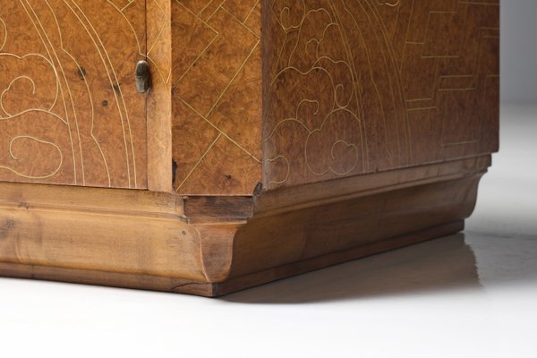 Art Deco Credenza in Marble and Burl Wood, 1930s-GW-2023457