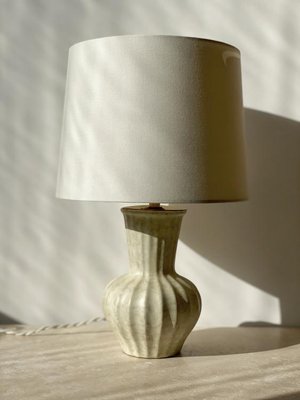 Art Deco Creme Colored Ceramic Table Lamp from Upsala-Ekeby, 1940s-ARN-740957