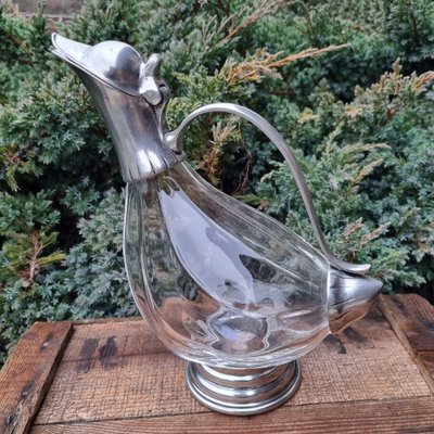 Art Deco Crystal and Silver Metal Carafe, 1920s-GSF-1804074