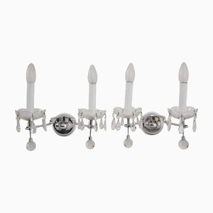 Art Deco Crystal Brass Chromed Wall Sconces, Set of 2-SPD-1131457