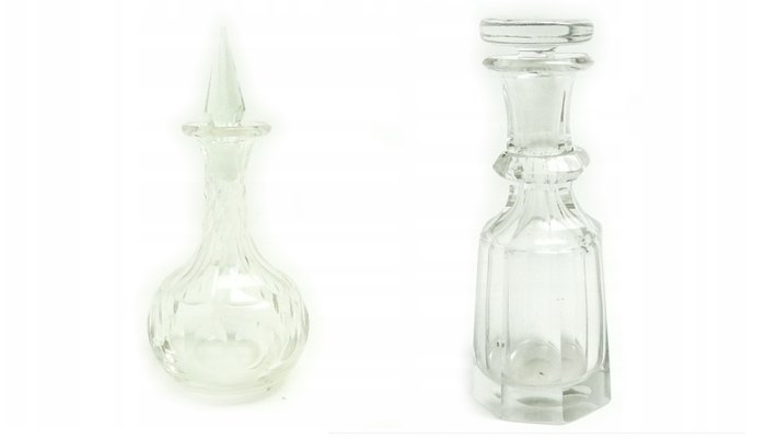 Art Deco Crystal Carafes, Czechoslovakia, 1930s, Set of 2-BKO-1453992