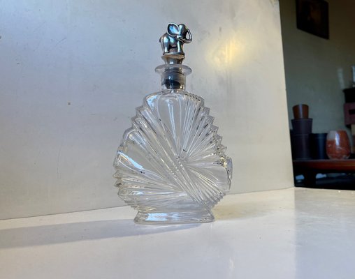 Art Deco Crystal Decanter with Silver Elephant Stopper, 1930s-LCR-1185368