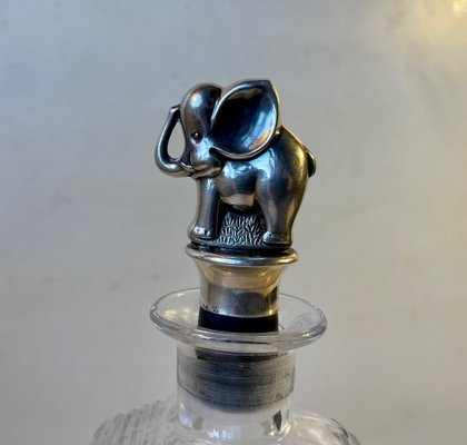 Art Deco Crystal Decanter with Silver Elephant Stopper, 1930s-LCR-1185368