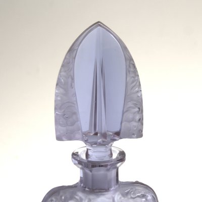 Art Deco Crystal Glass Carafe with 6 Glasses in the Style of R. Lalique, 1930s, Set of 7-SY-1021559