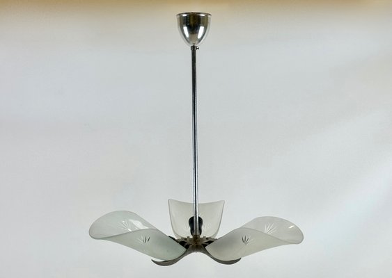 Art Deco Crystal Glass Pendant Lamp from Esc Zukov, 1940s-ZCY-2020732