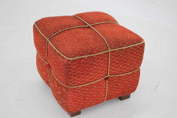 Art Deco Cube Stool, Czechoslovakia, 1940s-TZ-1386442