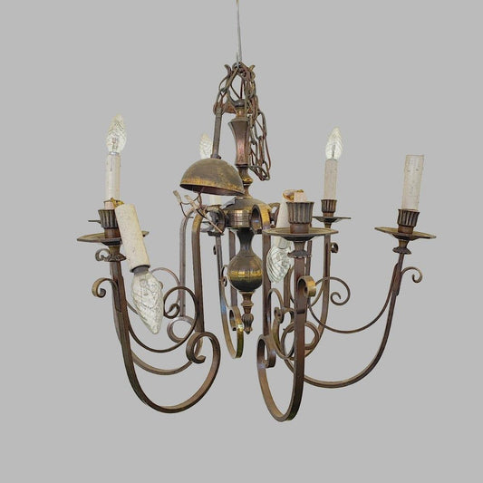 Art Deco Curved Metal Chandelier