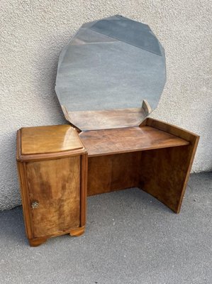 Art Deco Curved Walnut Dressing Table, 1920s-SDV-864608