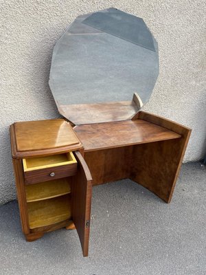 Art Deco Curved Walnut Dressing Table, 1920s-SDV-864608