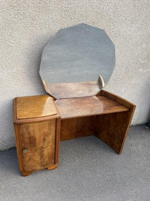 Art Deco Curved Walnut Dressing Table, 1920s-SDV-864608