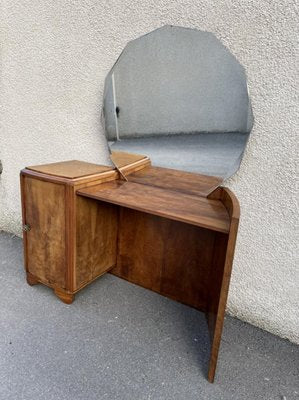 Art Deco Curved Walnut Dressing Table, 1920s-SDV-864608